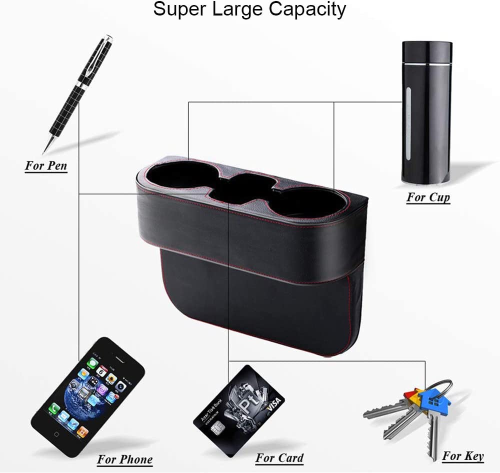 Coin Side Pocket Console Side Pocket Leather Cover Car Cup Holder Auto Front Seat Organizer Cell Mobile Phone Holder