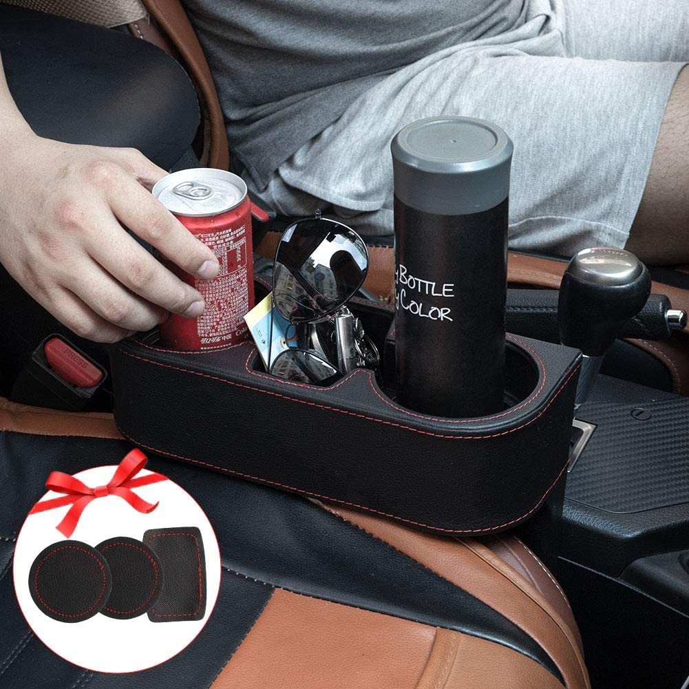 Coin Side Pocket Console Side Pocket Leather Cover Car Cup Holder Auto Front Seat Organizer Cell Mobile Phone Holder