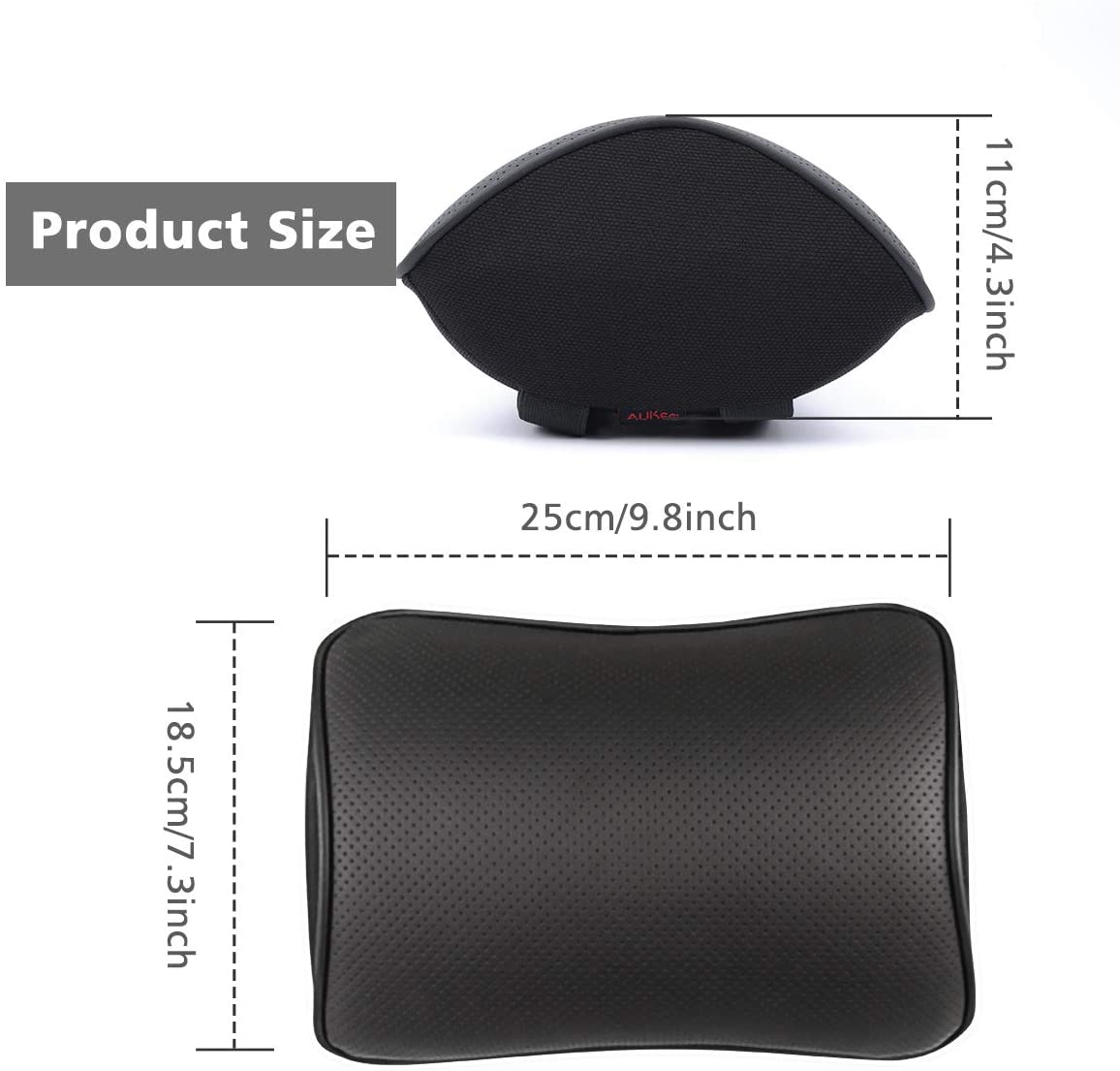 Car Pillow, Car Neck Support Pillow for Relieving Neck Fatigue, with Black Pu Leather and Memory Foam, Car Seat Headrest Cushion in Ergonomic Design