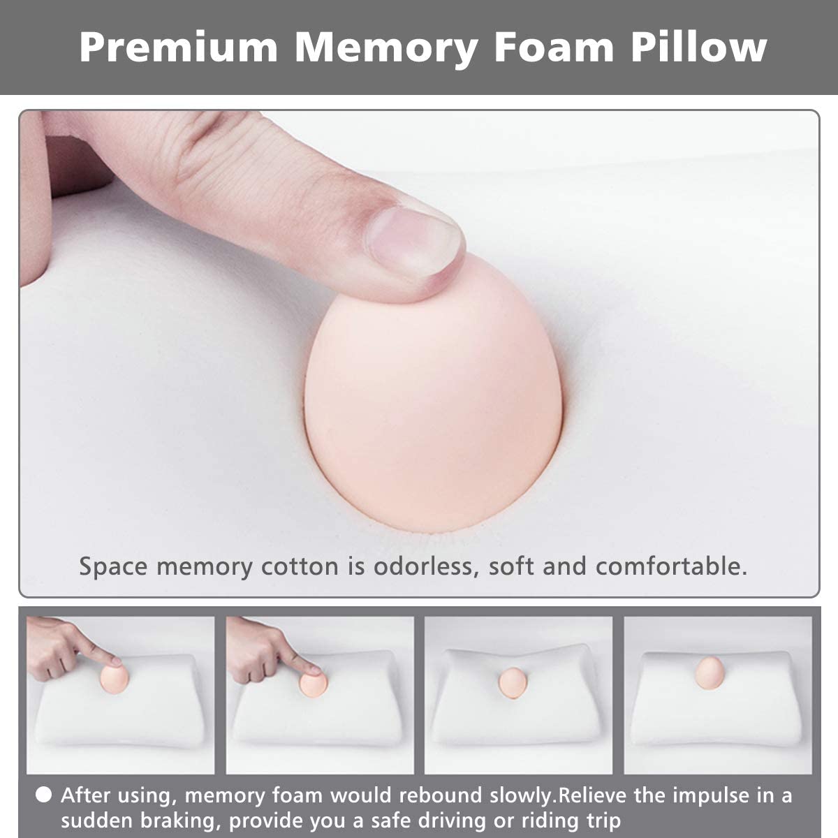 Car Pillow, Car Neck Support Pillow for Relieving Neck Fatigue, with Black Pu Leather and Memory Foam, Car Seat Headrest Cushion in Ergonomic Design